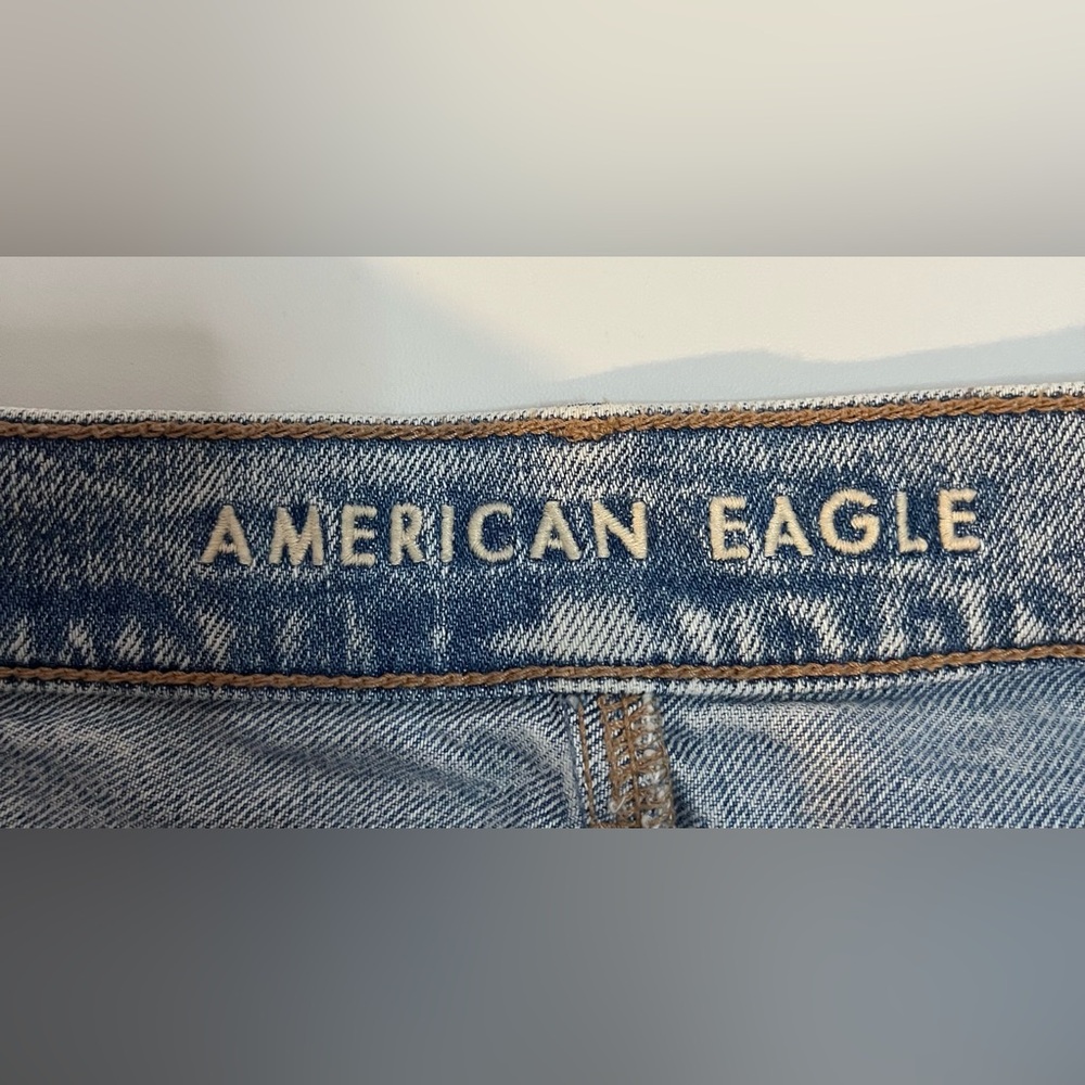 American Eagle 100% Cotton Ripped Relaxed Fit Plaid Patch Jeans Size 0 - Picture 6 of 8